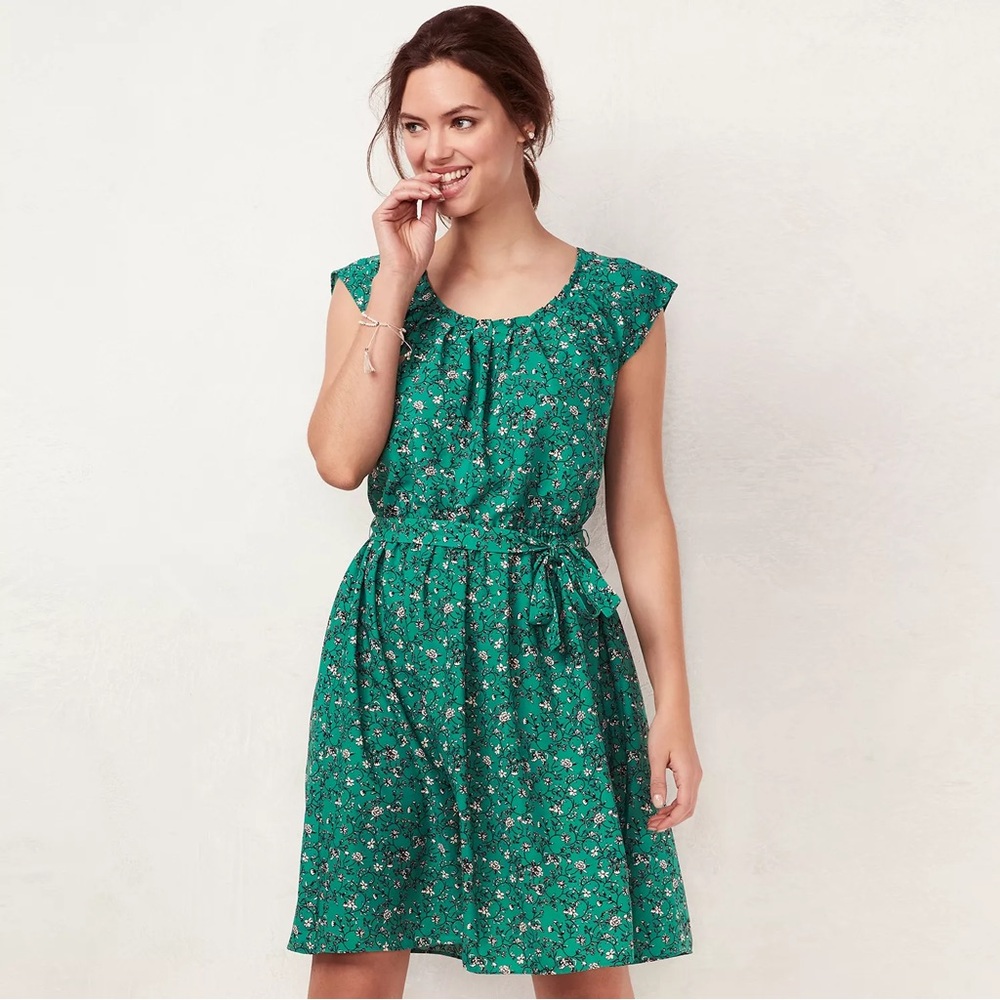LC Lauren Conrad Green Floral spring Dress